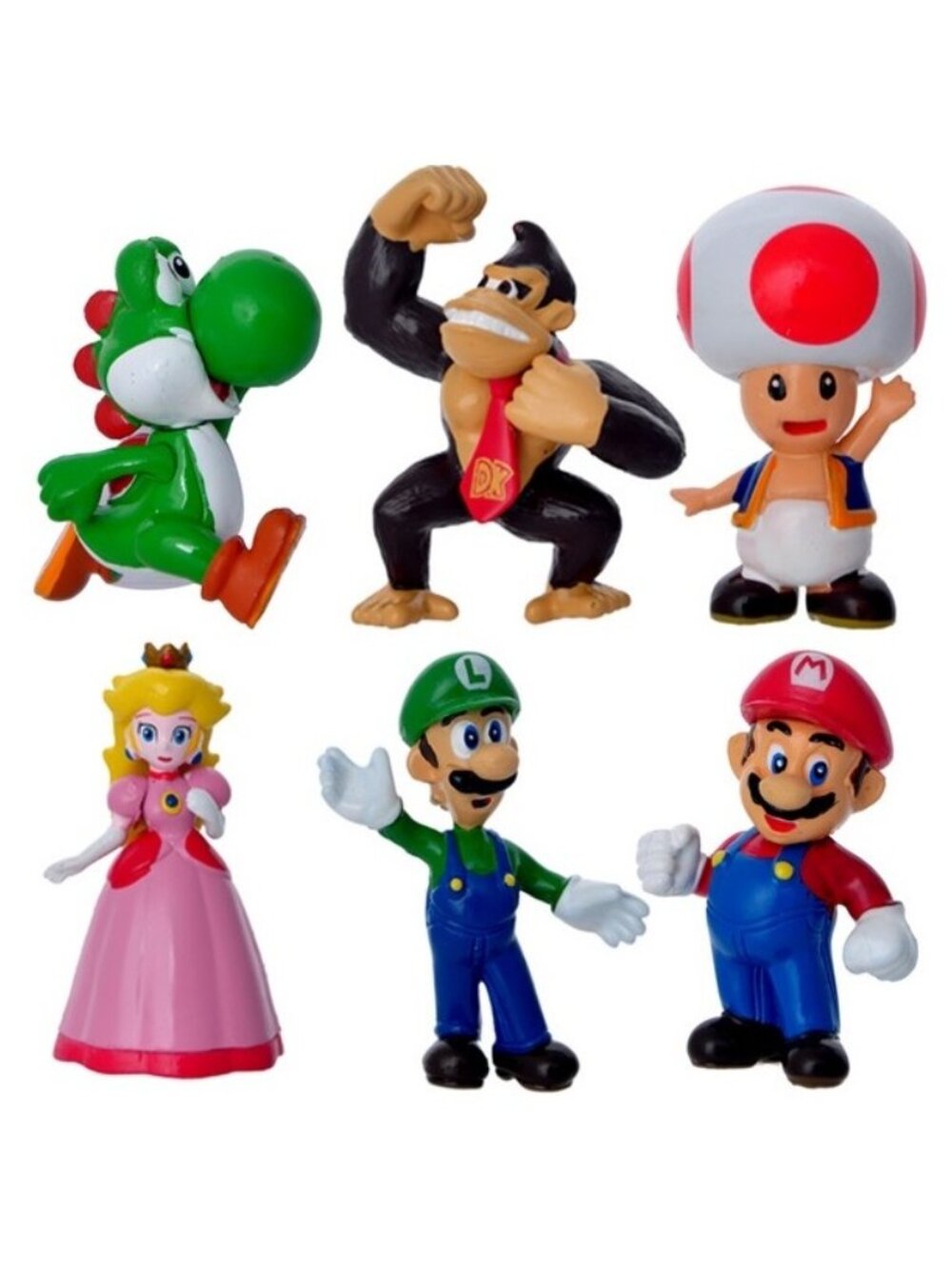Mario Bros Princess Peach Playset 6 Figure Cake Topper Toy Set Collectible